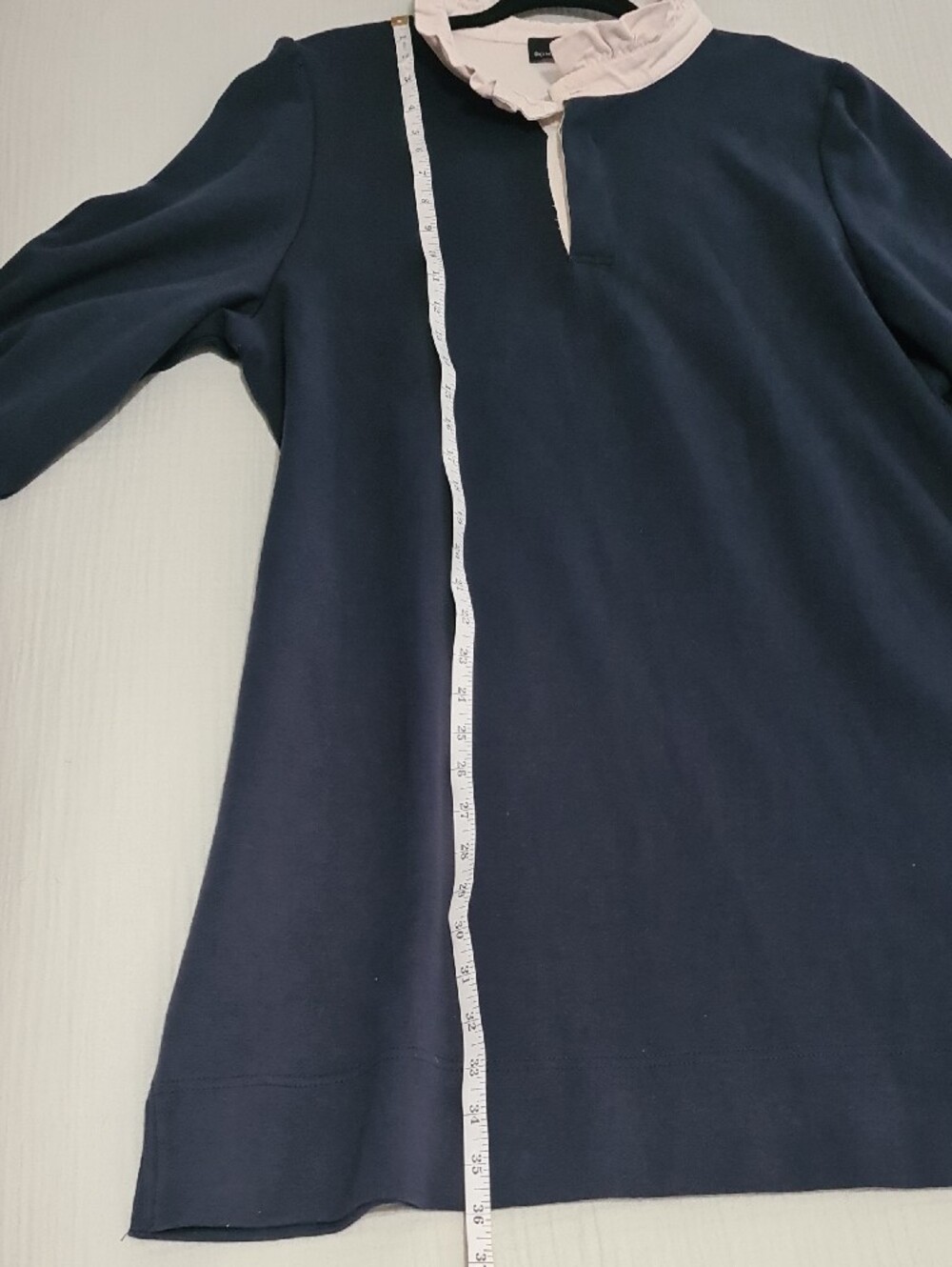 Pomander Place By Tuckernuck Navy Long-Sleeve Dress with Cream Ruffle Collar - Picture 6 of 7